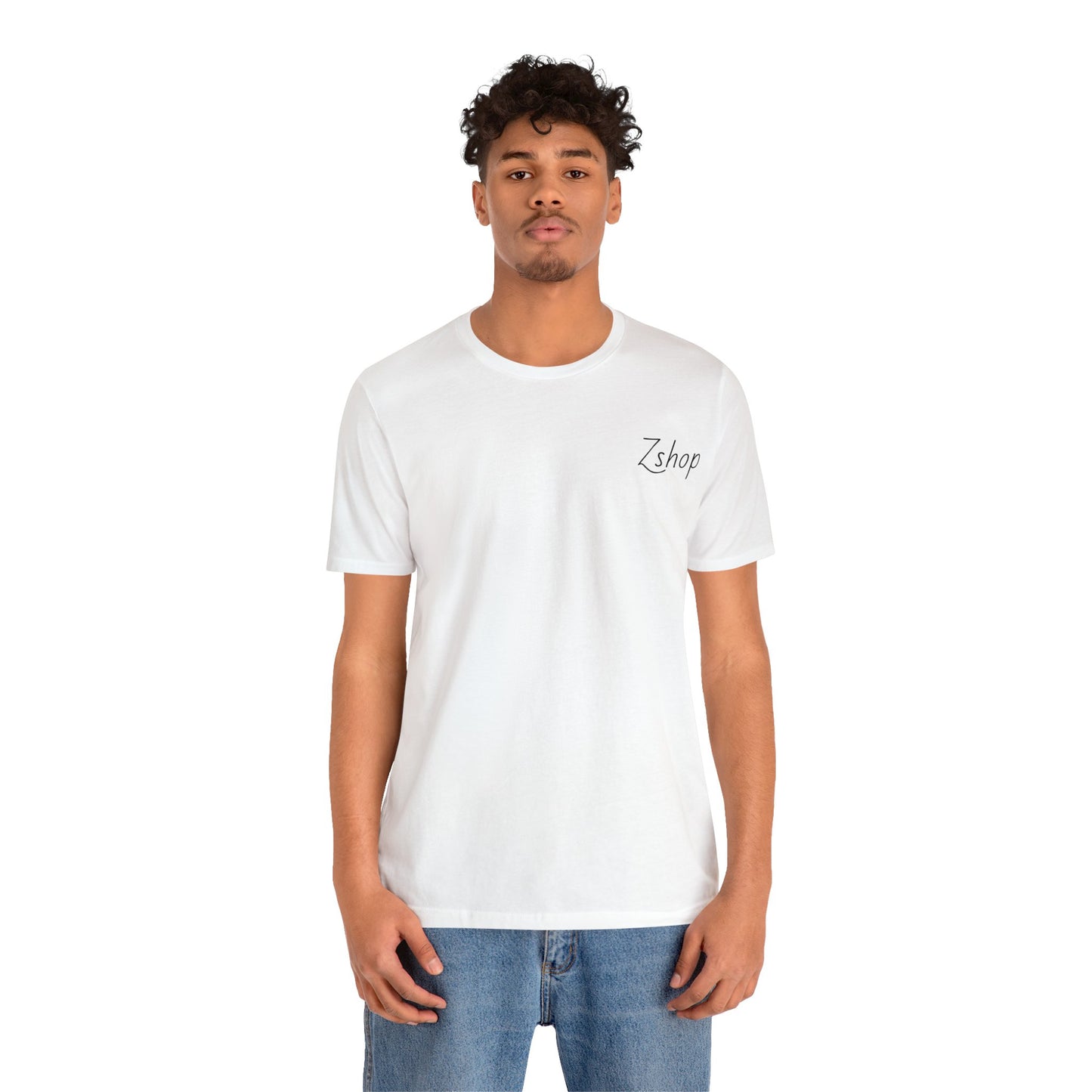 White Zshop tee with text upfront