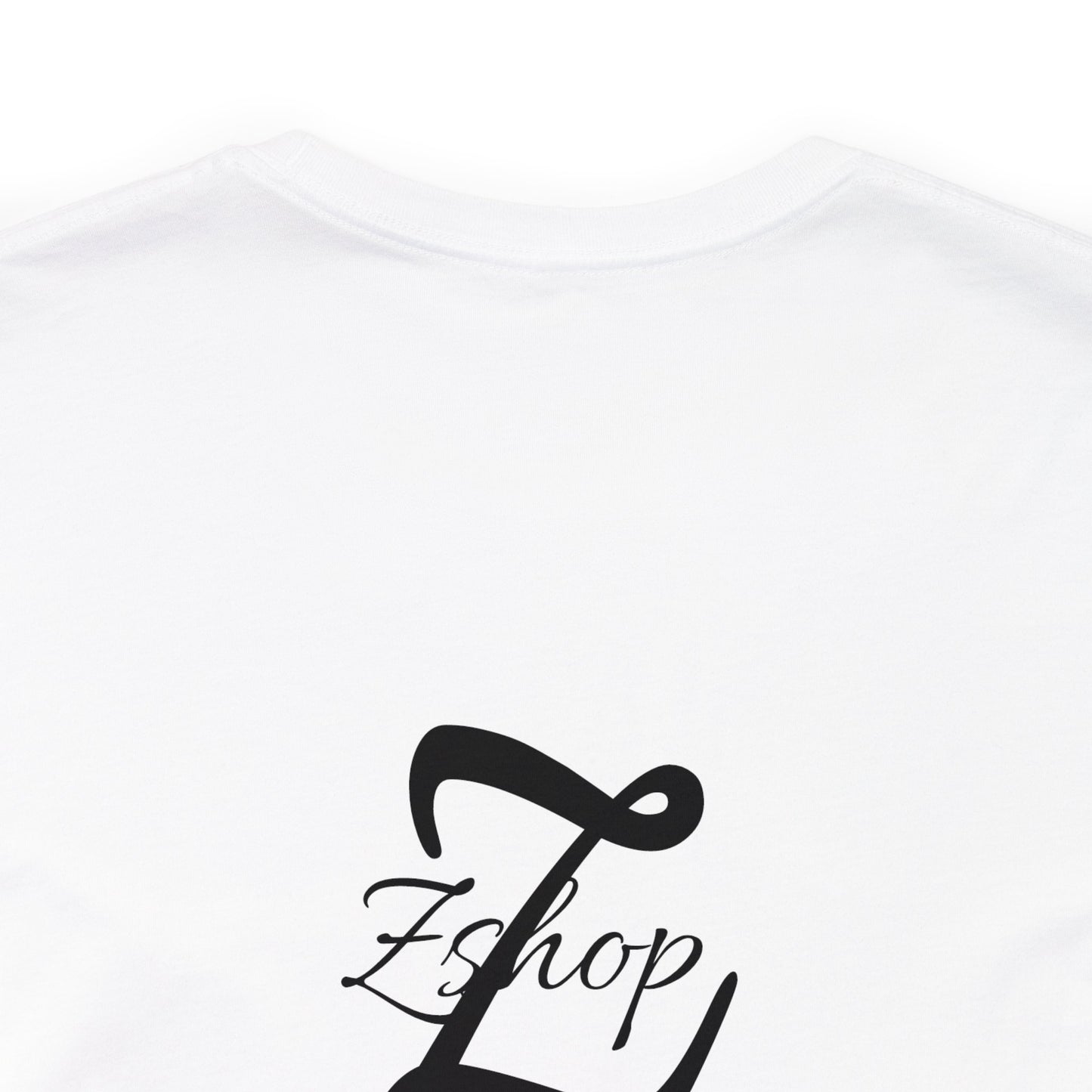 White Zshop tee with text upfront