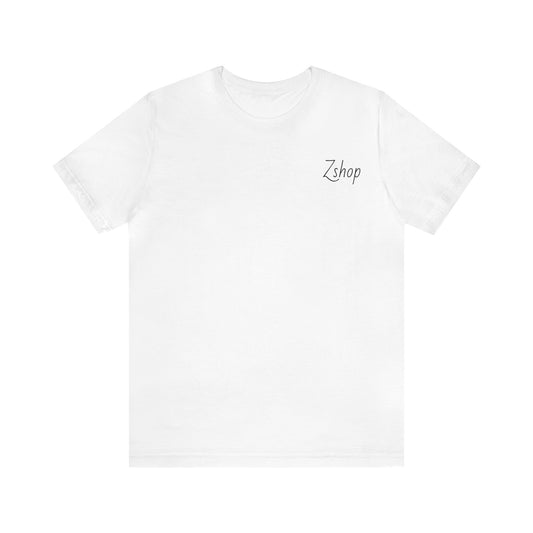 White Zshop tee with text upfront